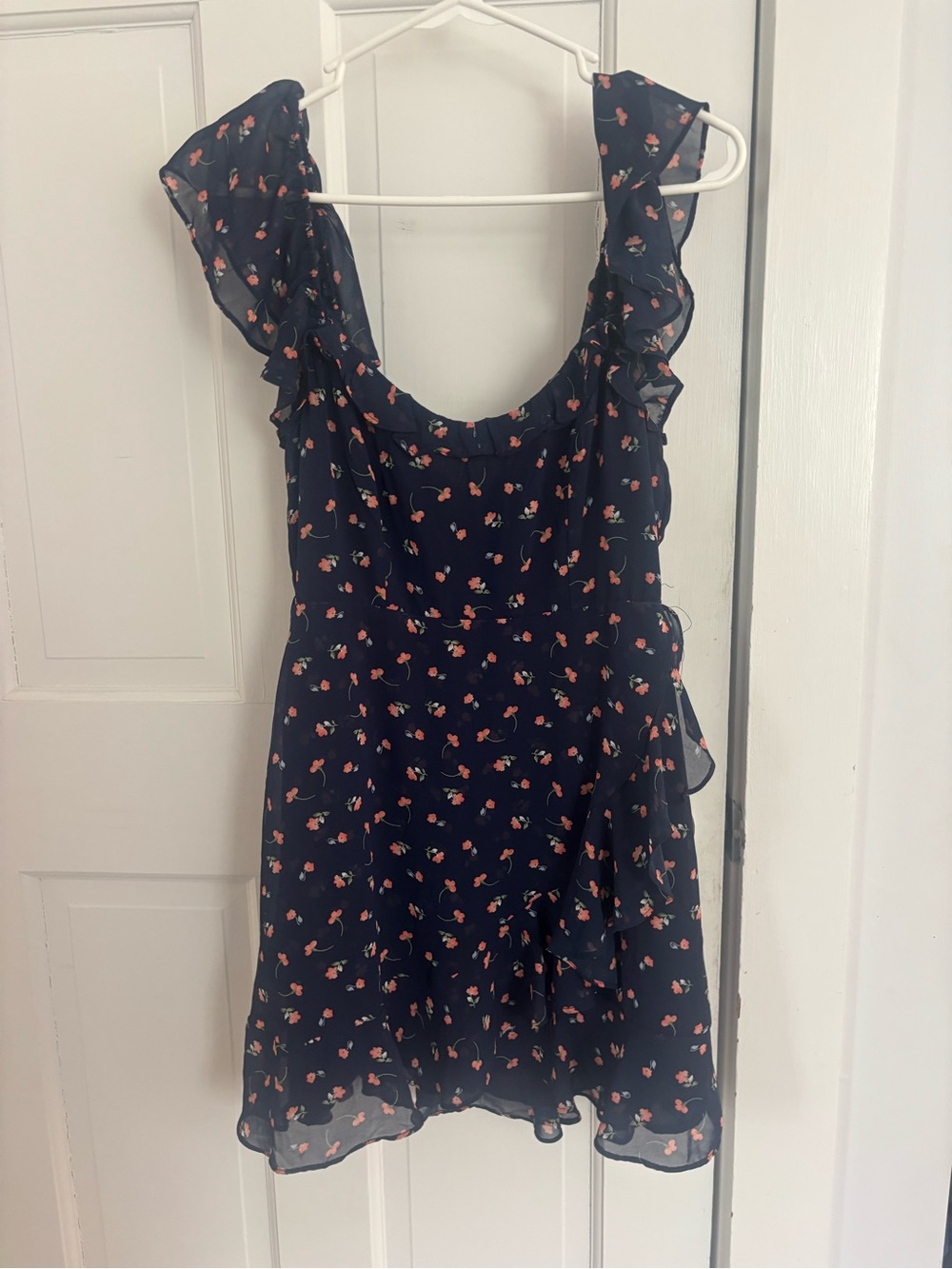 Hello Molly Navy Floral Mini Dress with Pink Accents